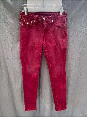True Religion Jeans Legging Skinny Jeans in Pinky Berry Red Late Y2K